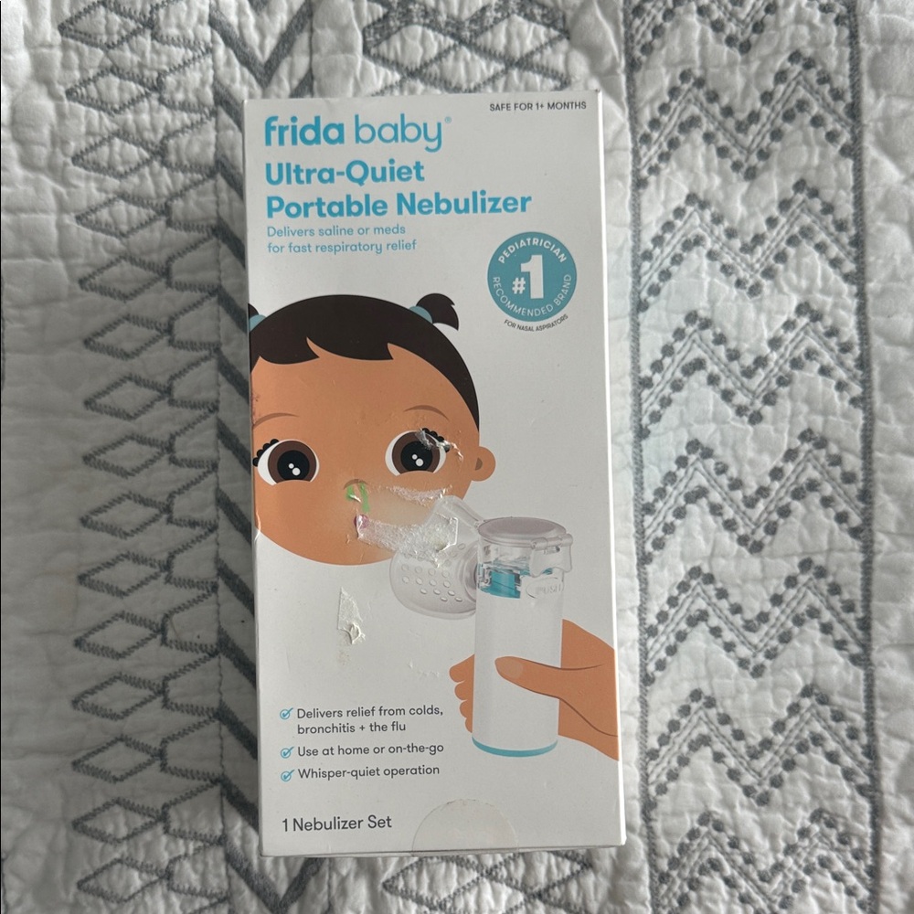 Frida Baby Ultra-Quiet Portable Nebulizer in White and Blue
